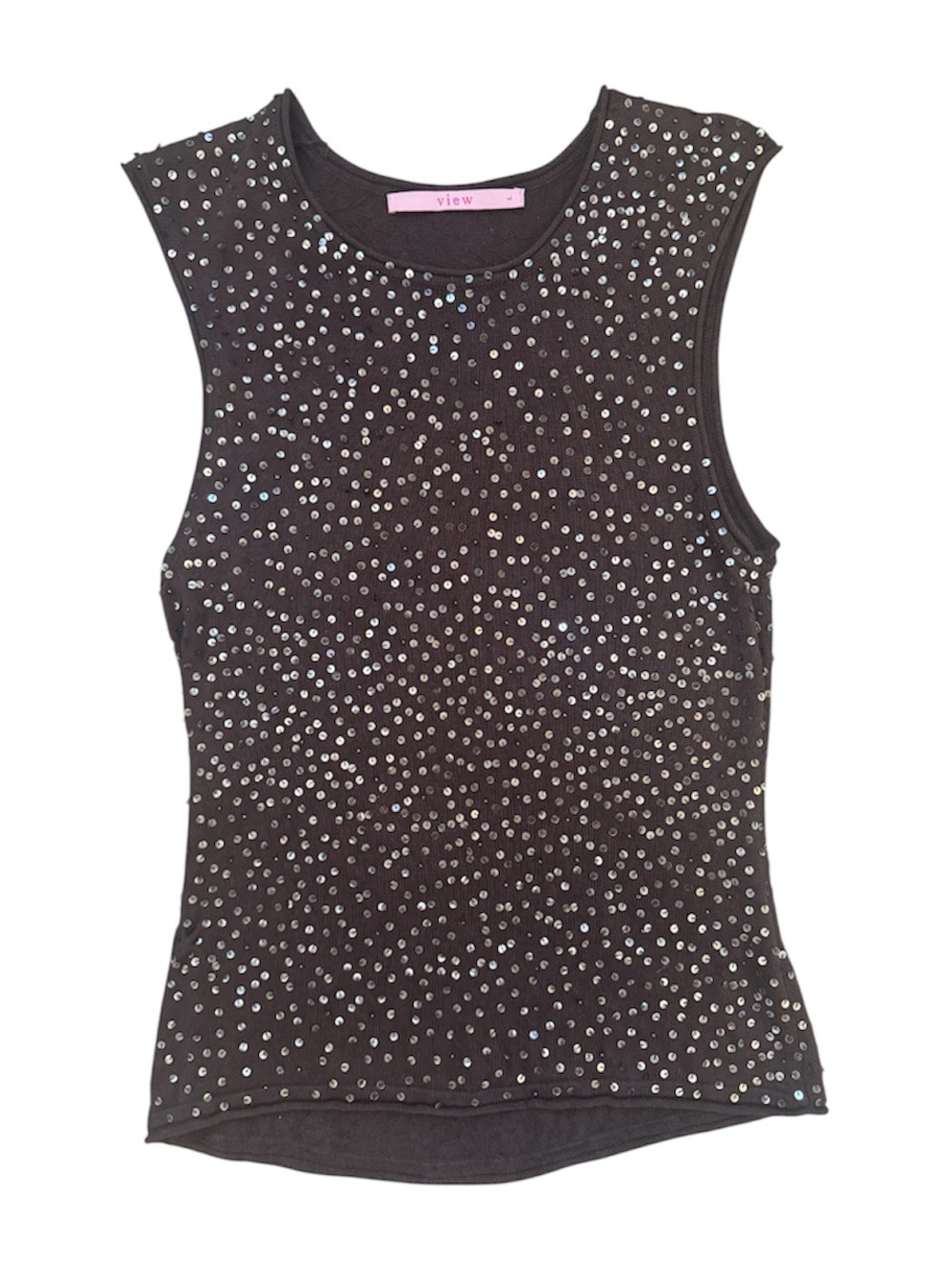 Y2K Brown Sleeveless Sequin Tank Top